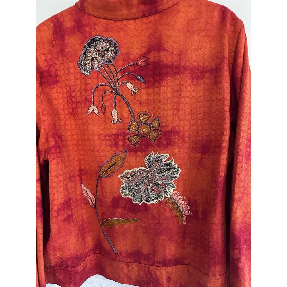 Drapers & Damons Artwear Embroidered Floral Jacket Boho Women Petite Large - Picture 5 of 13
